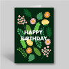 Hip Hip Hooray Dark Green Floral Card - Folk Like These